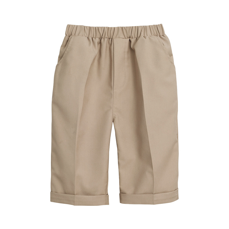 Children's Summer School Uniform Shorts, Suit Pants, Five-Point Pants, Elastic Waist, Boys' Plaid Pants, Elementary School Students' Casual Summer Wear