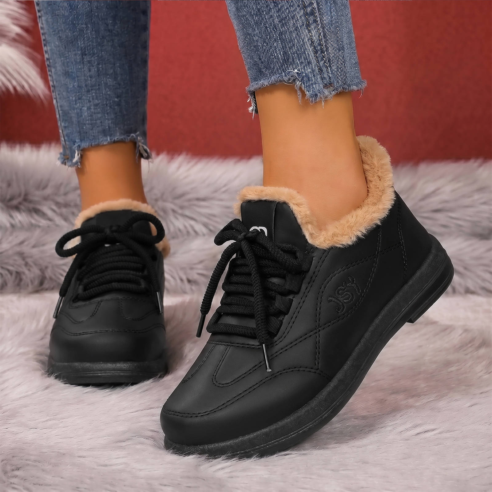 Zapatos de algodón zapatos de mujer 2026 invierno nuevo transfronterizo más vello grueso madre botas de algodón universal cómodo universal cordón botas de nieve