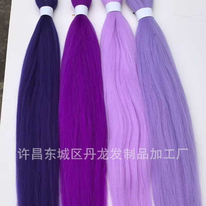 Wig Factory Ez 26in Purple Purple Low Temperature Silk Easy Popular Big Braid 90 Chemical Fiber Hair Europe and America