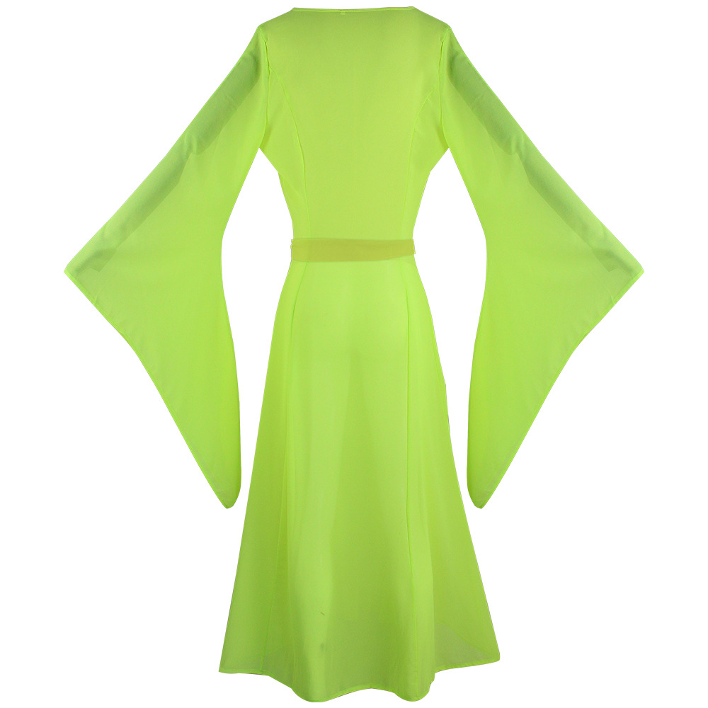 쉬폰 롱 원피스 형광 그린