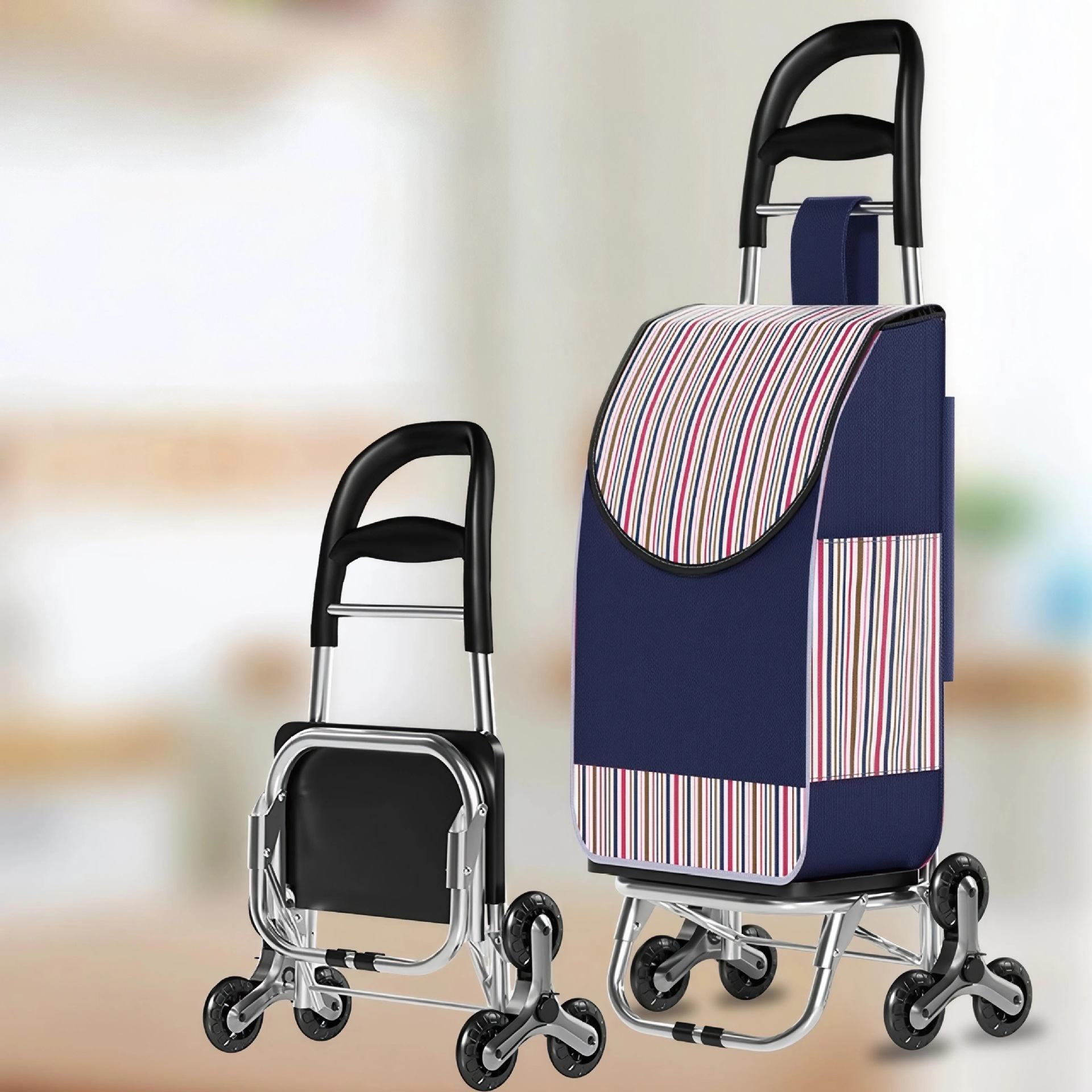 Household Trolley, Grocery Shopping Trolley, Elderly People Climbing Stairs, Lightweight Supermarket Portable Shopping Cart, Foldable Trailer