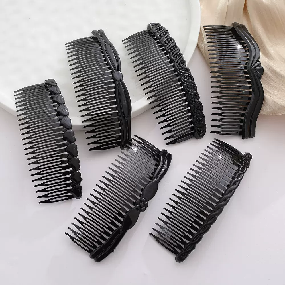 24齿塑料发梳插梳批发 12*5cm加长经典梳子刘海梳老人头梳发饰品