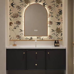 美法式智能浴室櫃現代輕奢洗手池洗臉盆櫃復古衛生間洗漱台衛浴櫃