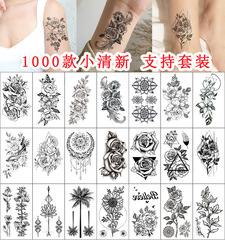 Cross-border Amazon tattoo sticker set disposable small fresh tattoo stickers black and white flower letter small picture stickers