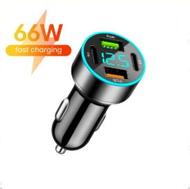 port with voltage vehicle-mounted one-to-six/8-car Mobil şarj cihazları - c7-2pd2usb-four-port-digital-display-car-charger-black