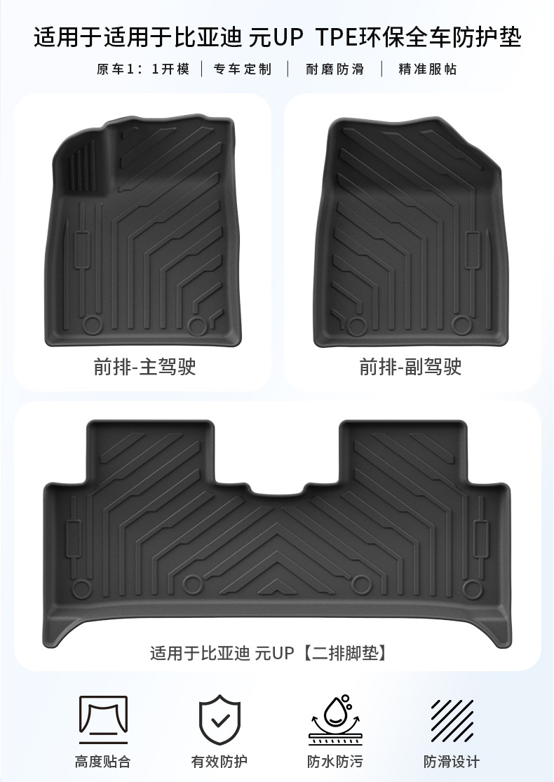 Suitable for 24-26 Models of Byd Yuan up Floor Mats, Atto2 Eco-Friendly Tpe Car Floor Mats, Byd Trunk Mats Wholesale