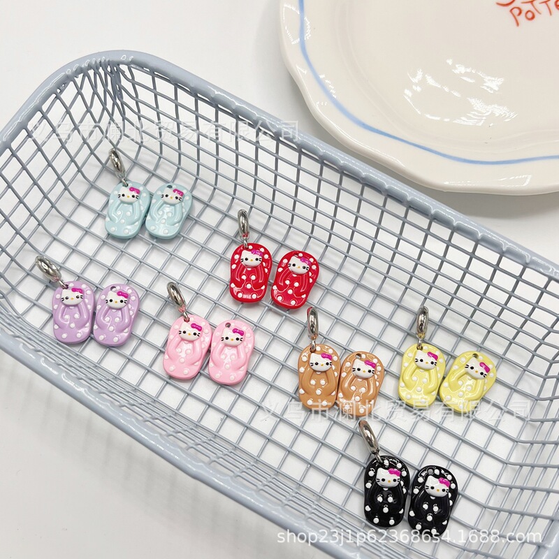 New Beaded Alloy Beads Cute Little Slippers Hello Kt Sweet Versatile Mobile Phone Chain Bracelet Accessories Pendant