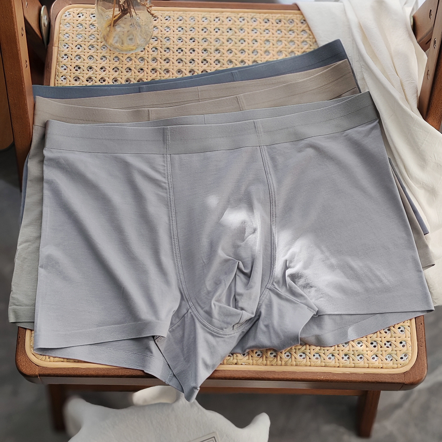 903 Simple 80S Modal Breathable Seamless Glued Men's Mid-Waist Boxer Briefs Boxer Briefs