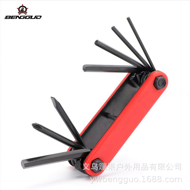 Bicycle combination tool 7-in-one Multi-function repair tool loading folding tool car repair tool hexagon socket
