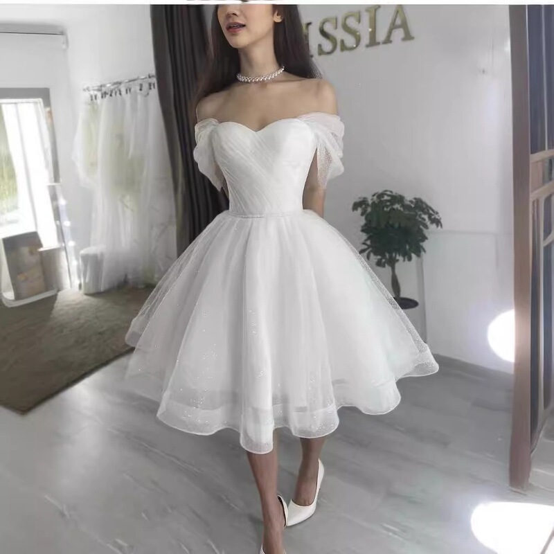 Lightweight off-shoulder wedding dress, 2026 new model, ultra-fairy, slimming princess ball gown, floor-length, suitable for outdoor shoots, forest-themed travel wedding dress Lightweight off-shoulder wedding dress, 2026 new model, ultra-fairy, slimming princess ball gown, floor-length, suitable for outdoor shoots, forest-themed travel wedding dress