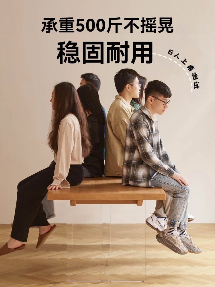 亚克力桌腿透明桌脚餐桌支架茶几岩板支撑腿T型悬浮桌角加工