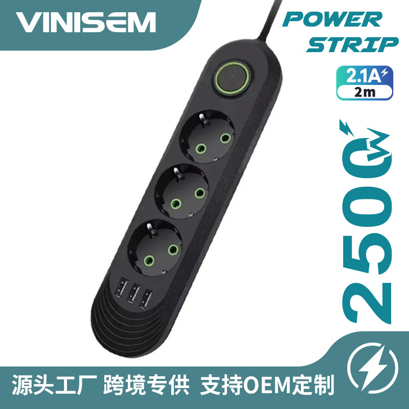 Ventas en caliente de Rusia enchufe europeo comercio exterior cable de extensión de alimentación USB enchufe transfronterizo al por mayor