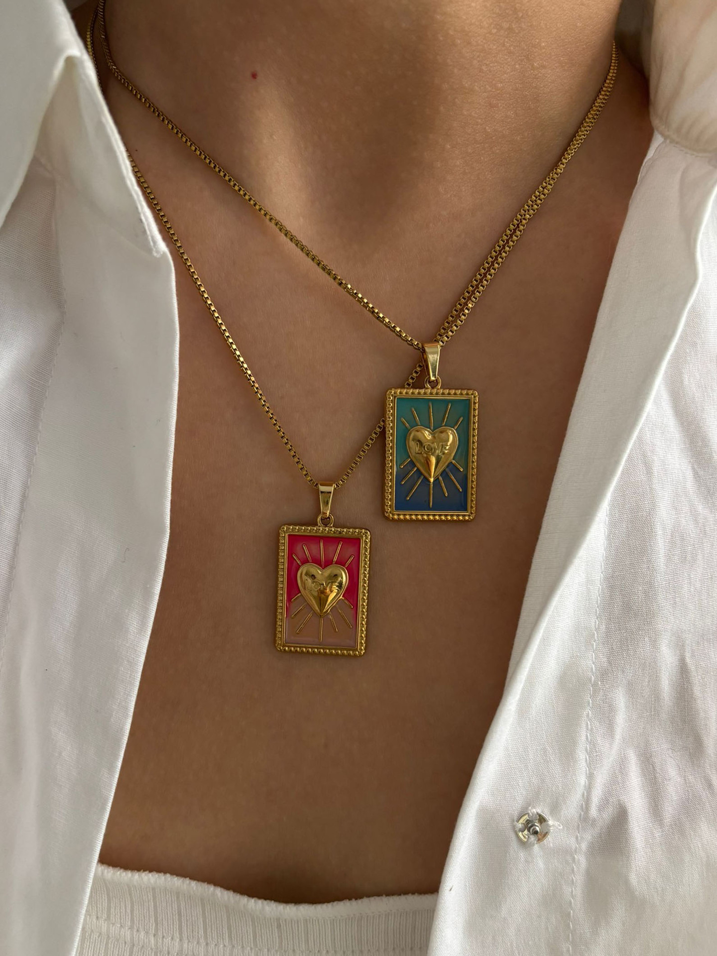 Wholesale Jewelry Vintage Style Astrology  Heart Shape 316L Stainless Steel  Box Chain Pendant Necklace display picture 1