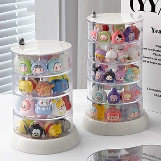萌粒收纳盒展示收纳亚克力泡泡玛特盲盒展示架透明多层旋转桌面