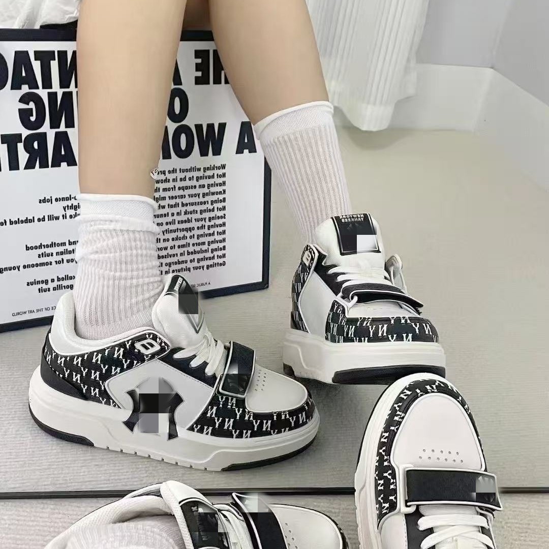 Putian pure original MLB shoes, mid-top dad shoes, women's shoes, NY big logo, Yankees team, height-increasing shoes, 6CM, couple shoes