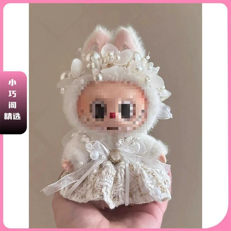 ⇞ Детская одежда Labubu, одежда для куклы Labubu, комплект одежды для стояния и сидения, платье, обруч для волос, голова