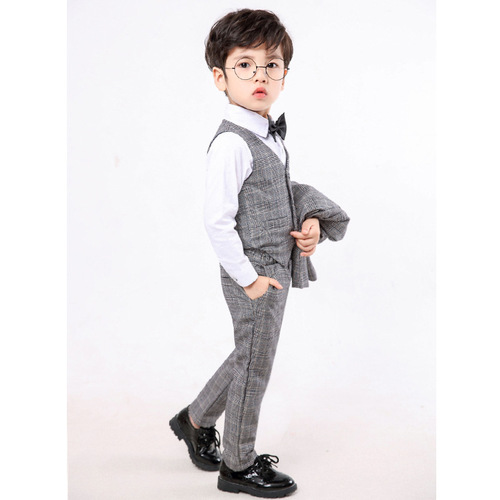 Children's clothing autumn and winter new boys' small suit suit Korean version one piece ready to go children's suit four-piece flower girl dress