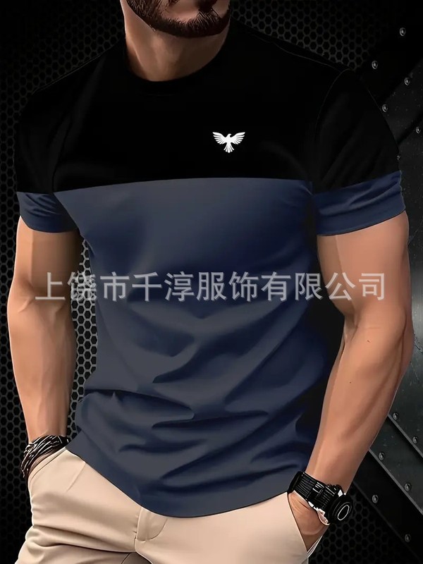 速卖通TEMU爆款男士时尚圆领T恤简约休闲男士条纹图案T恤舒适批发|undefined