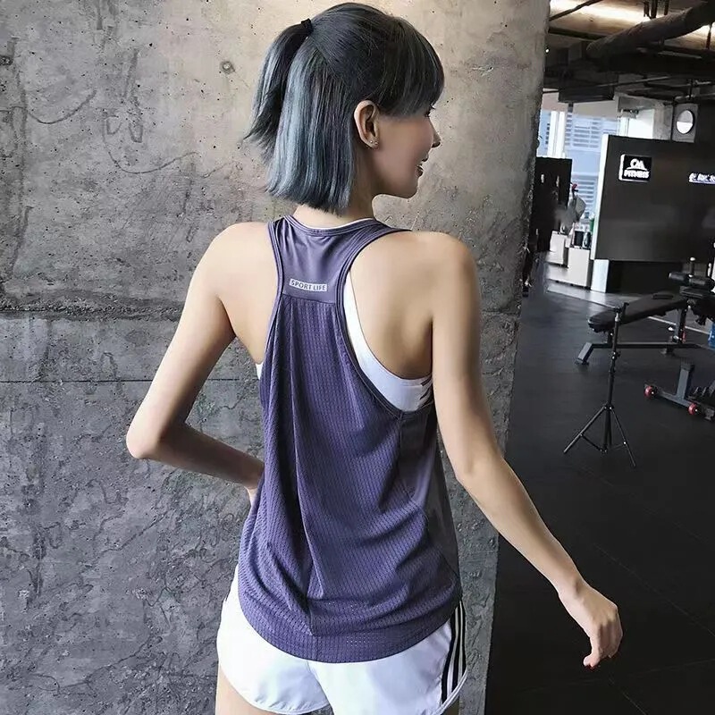I-shaped Quick-drying Vest Women's Outer Wear Casual Running Fitness Vest Women's Sleeveless Mesh T-shirt Sports Sleeveless Top I-shaped Quick-drying Vest Women's Outer Wear Casual Running Fitness Vest Women's Sleeveless Mesh T-shirt Sports Sleeveless Top