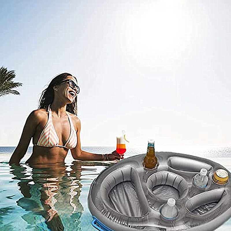 Custom PVC inflatable floating row floating beverage holder cup holder spa bar hot tub floating food tray