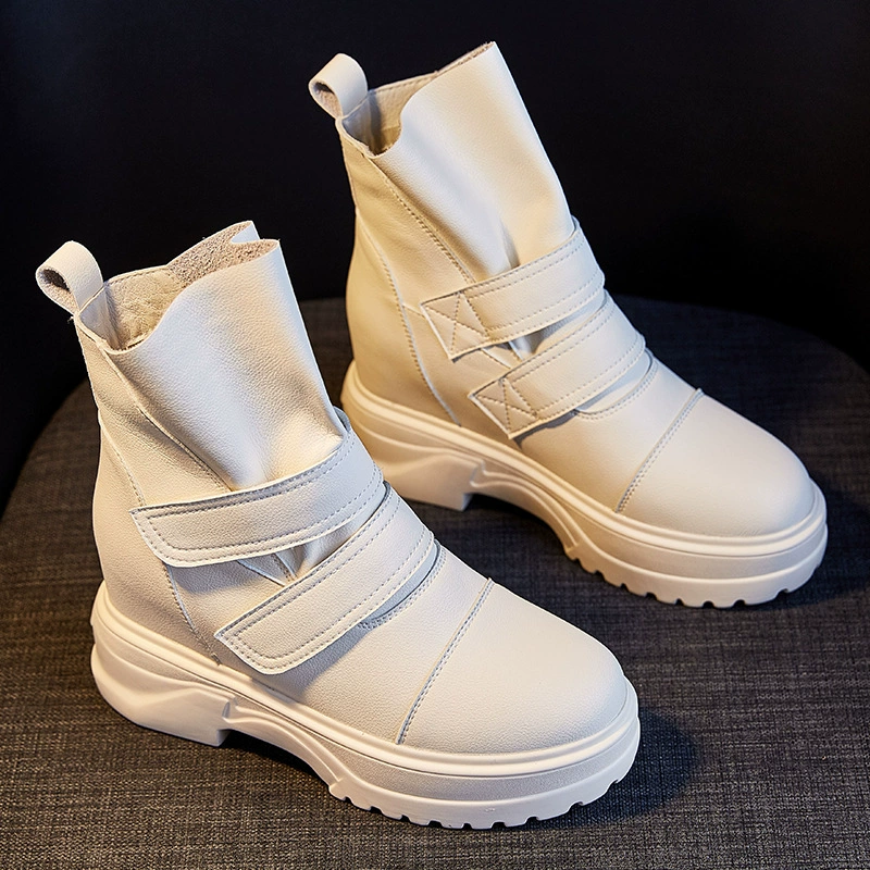 2020 новые ботинки Martin сапоги леди британский стиль липучка средний сапоги женские толстые каблуки женские сапоги осень-зима