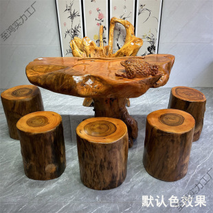 Camphor Wood Stump Stool Solid Wood Stump Root Carving Log Tree Stump Wooden Base Coffee Table Tea Table Round Wood Stool Hc