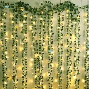 2.3m Silk Leaves Fake Creeper Green Leaf Ivy Vine 2m LED Str