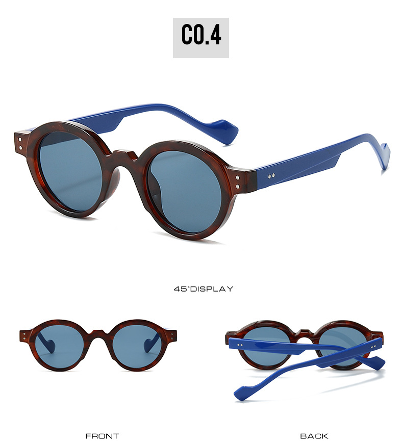 45g Weight Full Frame Glasses Structure Sunglasses Classification PC, UV400 Protection Lens Material Round Frame Glasses Style Travel, Daily Occasion Color Block Pattern All Seasons Season Unisex Gender Casual, Simple Style Style Blue Color Casual Simple Style Color Block PC UV400 Protection Round Frame Full Frame Women's Sunglasses 8