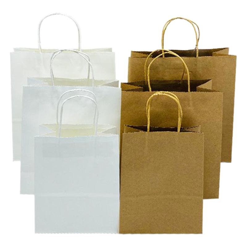 Color Kraft bolsa de papel para llevar tienda de ropa bolso de fondo cuadrado compras regalo embalaje bolsa de papel impreso LOGO