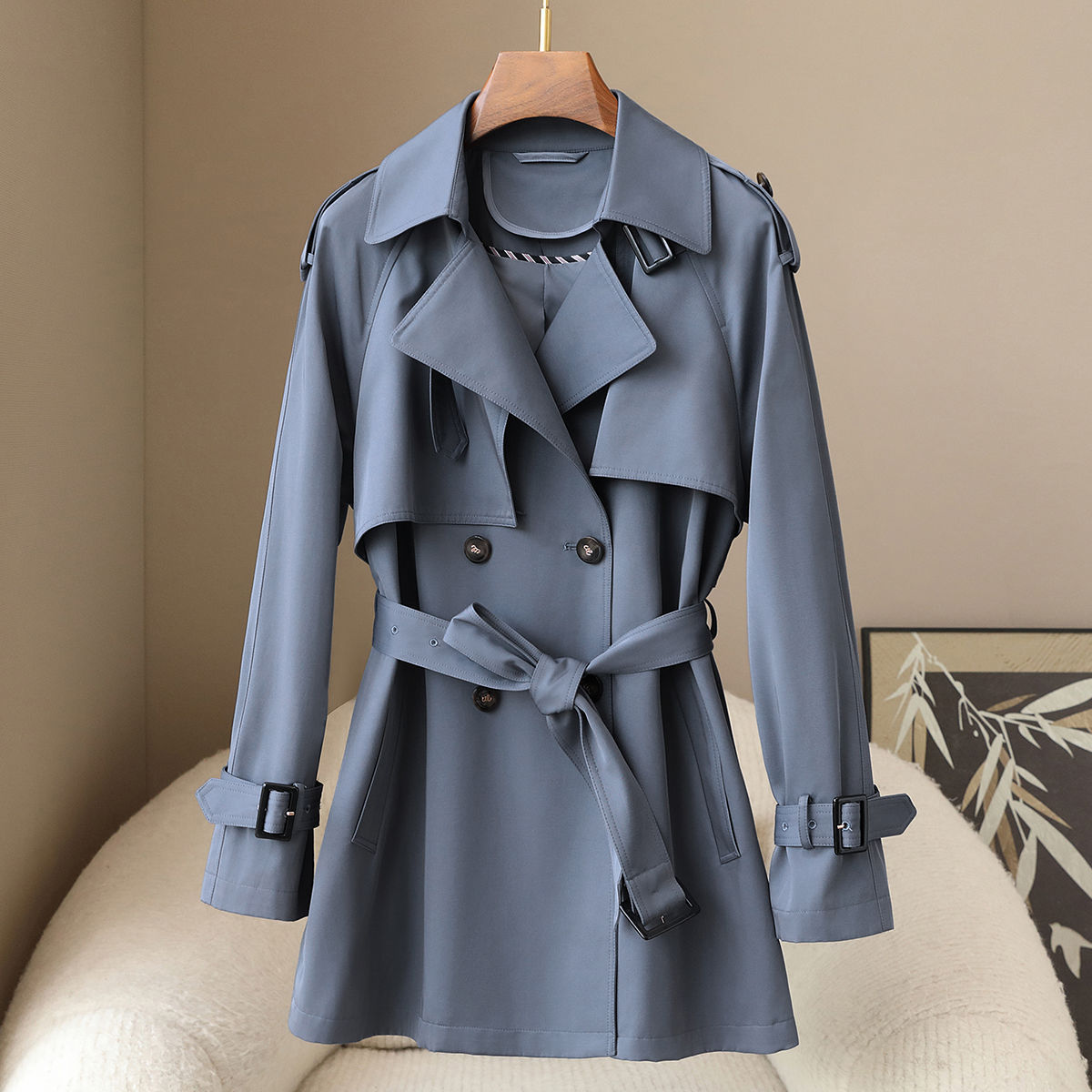 Trench mujer estilo coreano entallado primavera otoño trendy_voghion.com