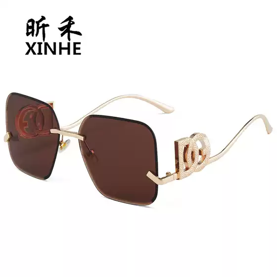 Cross-border Metal Frameless Cut-edge Sunglasses European and American Big Brand Letter D All-match Sunglasses Fashionable G Family Men's and Women's Glasses