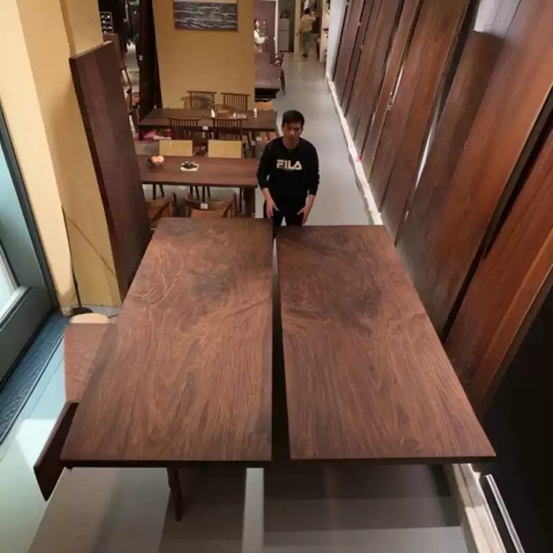北美黑胡桃实木大板客厅长书桌家用阳台原木餐桌工作台书台长桌子|undefined