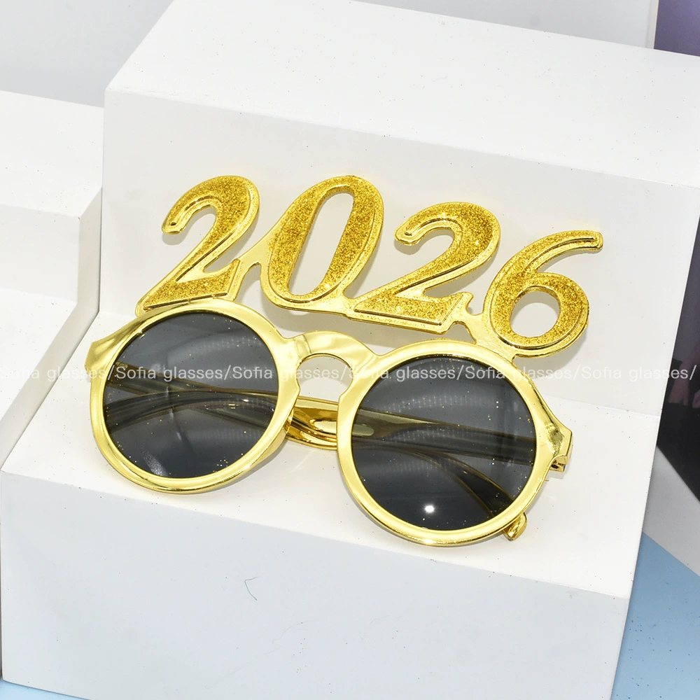 [2026数字眼镜圆镜片装饰眼镜派对新年圣诞聚会节庆道具眼镜]