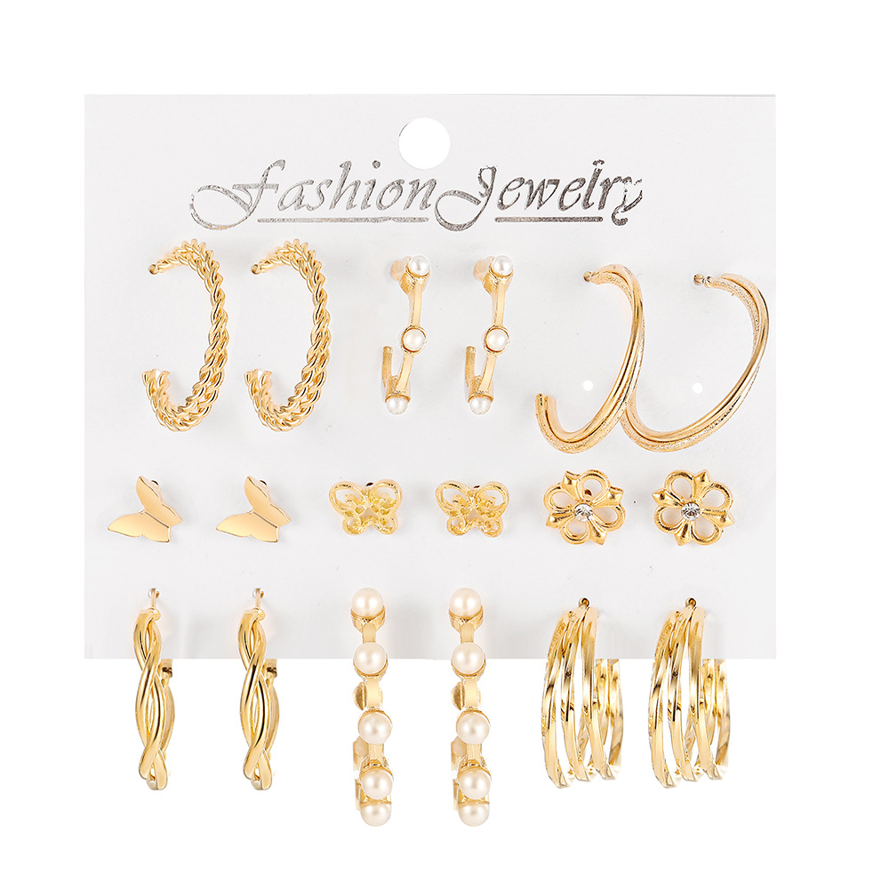 18g Weight Rhinestones Inlay Material Earrings Classification 1 Set Quantity Daily Occasion Imitation Pearl, Metal Material Star, Heart Shape Pattern Women'S Gender Plating Design Simple Style Style 1 Set Simple Style Star Heart Shape Plating Imitation Pearl Metal Rhinestones Earrings 7