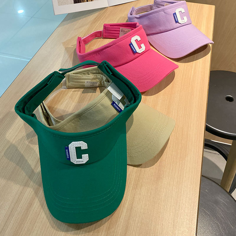 Koreanischer Sommer-Sonnenhut für Damen, offene Baseballkappe, Sportkappe mit Buchstaben-C-Design_voghion.com