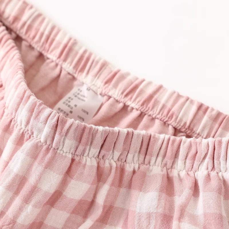 無印日式良品全棉雙層紗睡褲女春夏季純棉家居褲情侶休閒長褲男