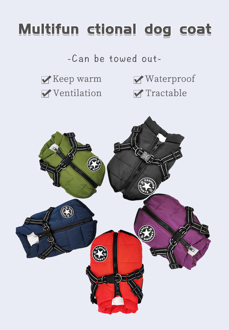 Neue wasserdichte warme Daunenjacke für Hunde im Herbst und Winter mit integrierter Brust- und Rückenbekleidung für Hunde_voghion.com