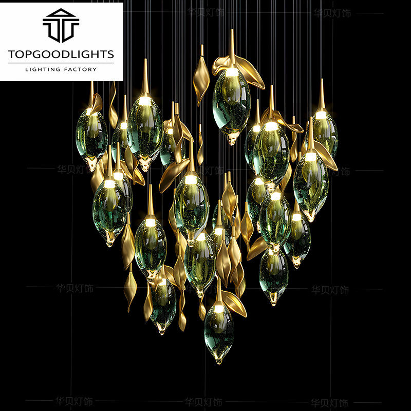 工程灯酒店酒吧大厅水晶吊灯创意个性艺术造型彩色灯光异形装饰灯