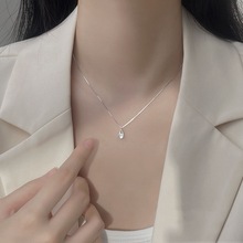 韩版ins简约夏季锆石水滴吊坠项链女小众百搭合金配饰几何锁骨链