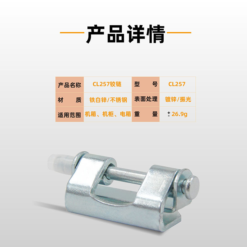 Bisagra Desmontable Oculta Industrial CL257 de Acero Inoxidable y Hierro Zincado