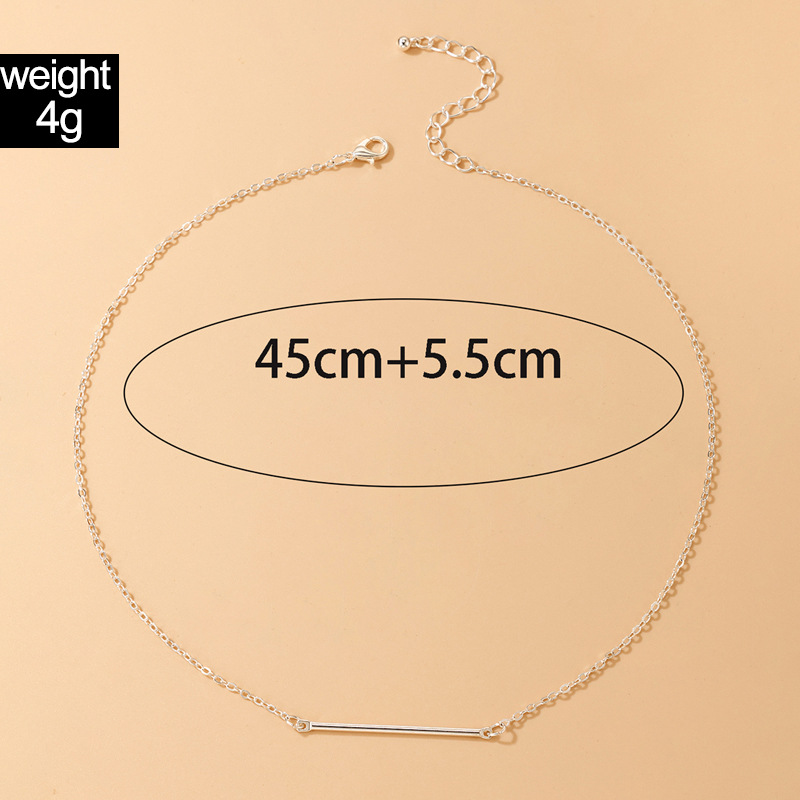 Fashion Jewelry Silver Word Alloy Necklace Geometric Simple Single-layer Necklace display picture 1