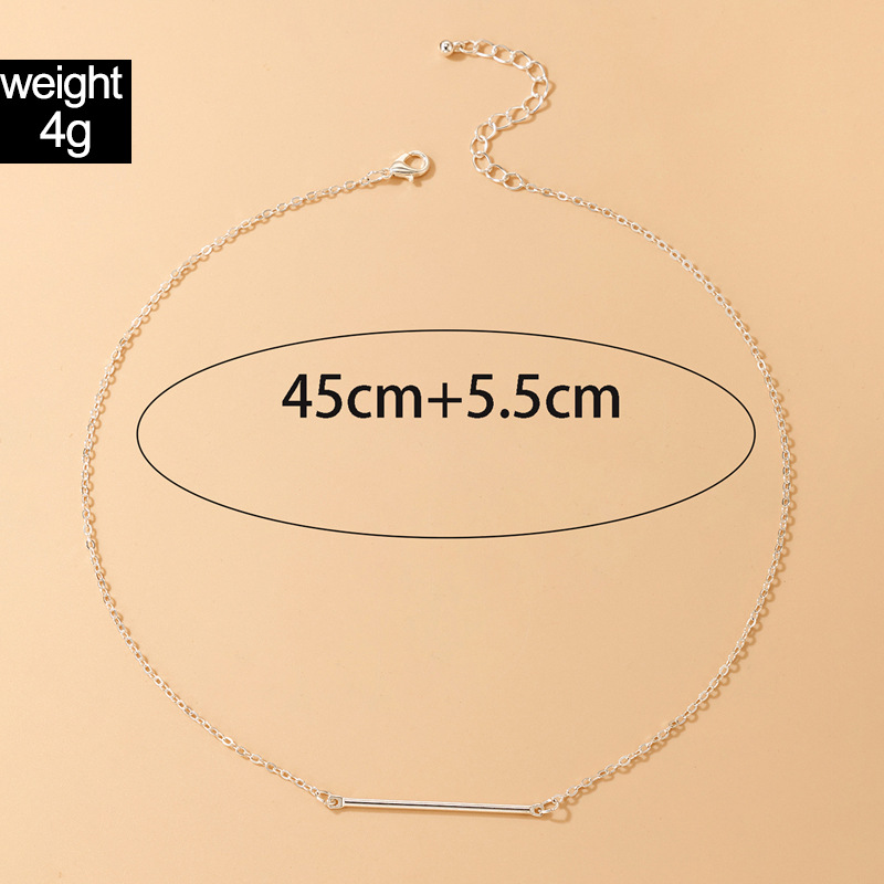 fashion jewelry silver word alloy necklace geometric simple single-layer necklace