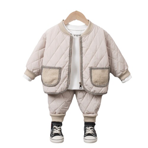 Korean style new winter clothing for boys and girls cotton coat set thickened bottoming cotton clothing 1-4 years old one piece wholesale children's clothing
