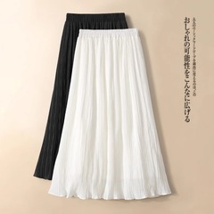 白い半身のスカートの女性の夏の中の長いタイプの2025新型のプリーツのスカートの夏の気質のスカートのシフォンのa字のロングスカート