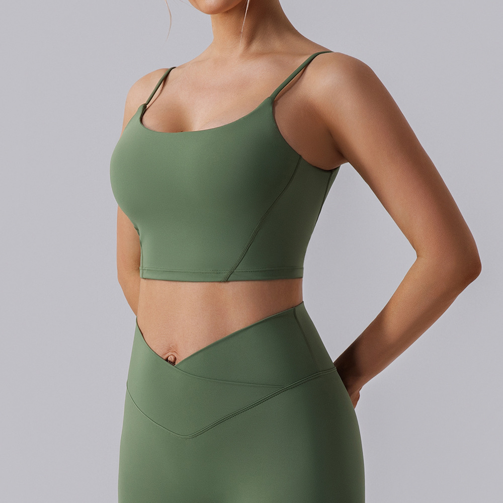 Otoño y invierno desnudos ropa interior deportiva de mujeres de alta calidad correa de hombro delgada yoga cabina de secado rápido sostén de fitness chaleco deportivo