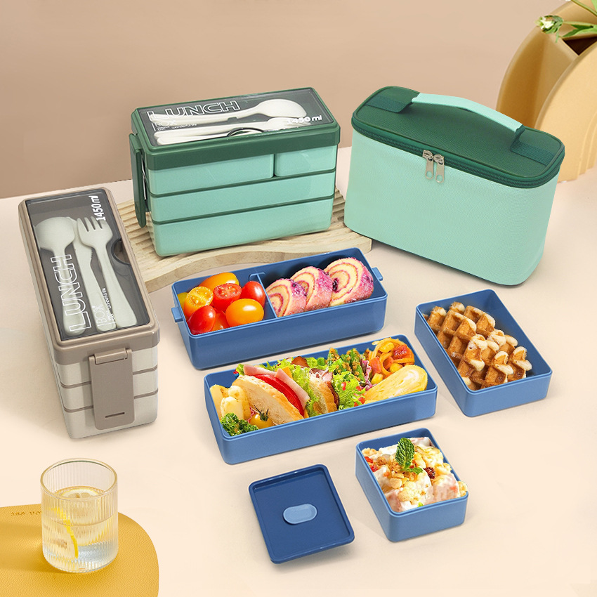 Caja de almuerzo estudiantil transfronteriza caja de almuerzo aislada especial para el trabajo horno de microondas compartimiento de plástico caja de almuerzo caja de ensalada reductora de grasa