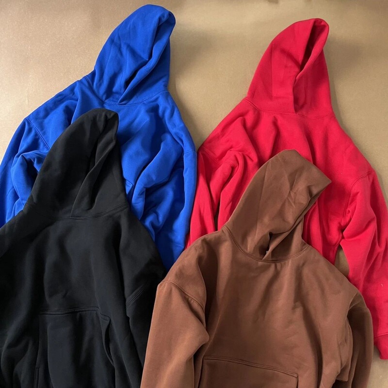 Single Item, Very Heavy and Very Cool】Yeezy X Kanye Collaboration Double-Layer Solid Color Pullover Hoodie for Men and Women