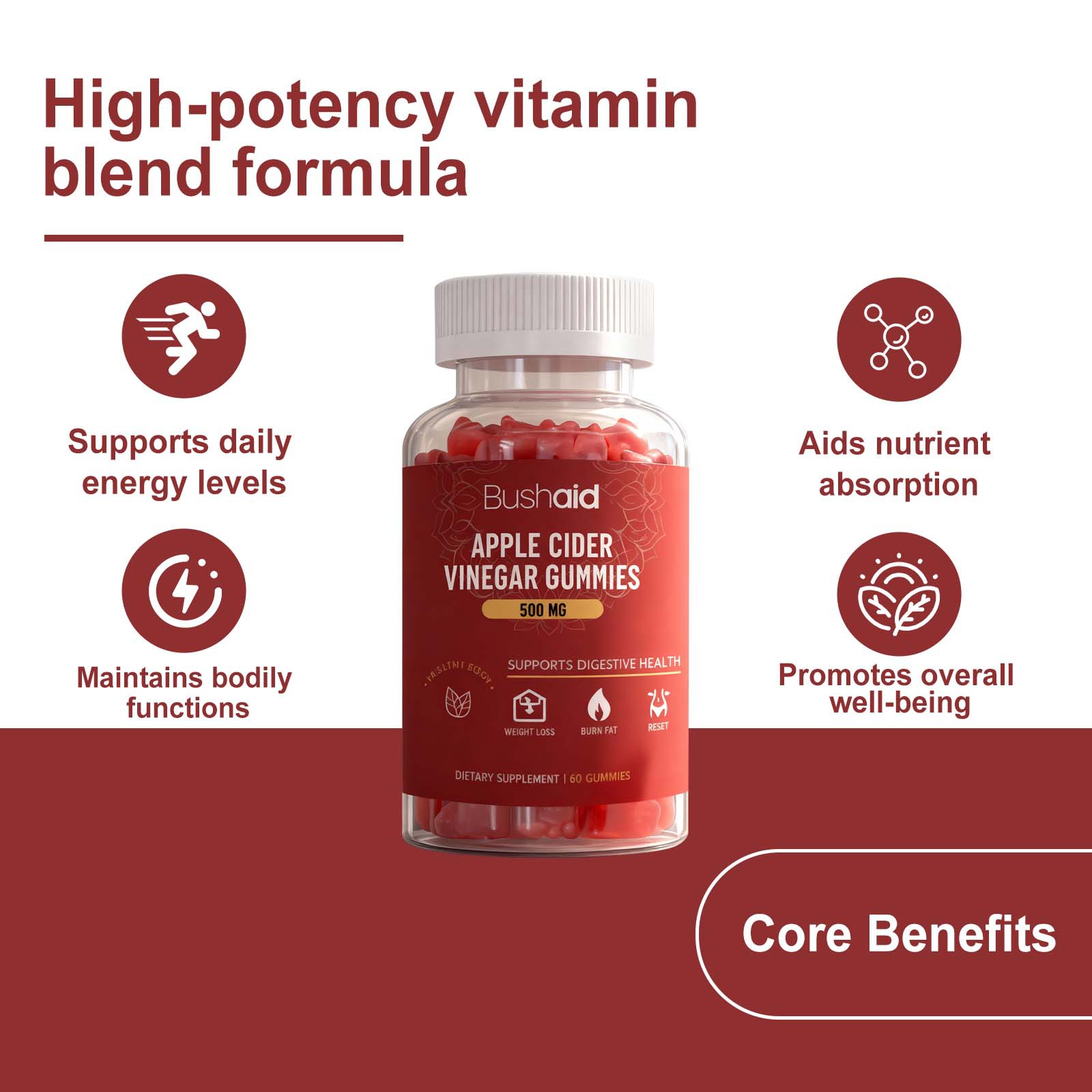 海外Bushaid Apple Cider Vinegar Gummies  Dietary Supplement