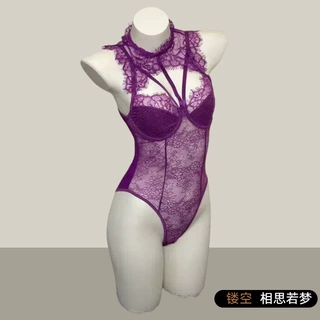 时尚性感连体塑身衣野性辣妹连体衣蕾丝钢圈露背挂脖情趣内衣大码