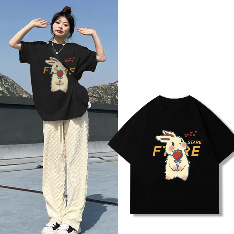 Pure Cotton Short-sleeved T-shirt Women's 2025 Summer Funny Vitality American T-shirt Top Casual Heavy Shoulder-drop Women's Letters